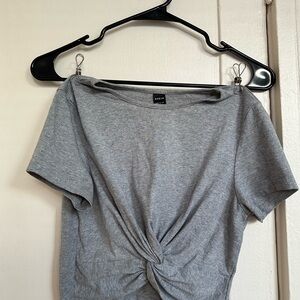 Shein Gray Twist Front Top